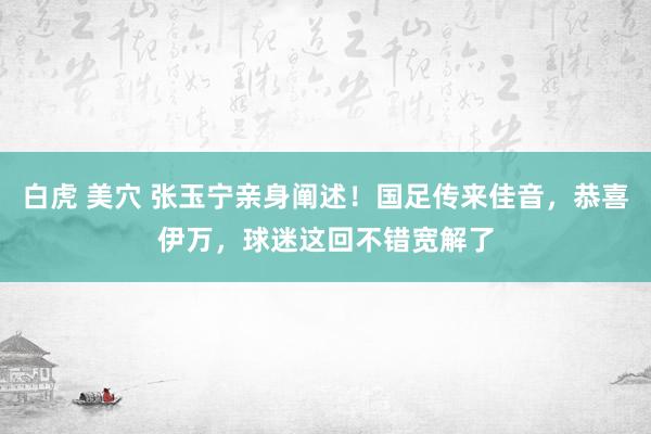 白虎 美穴 张玉宁亲身阐述！国足传来佳音，恭喜伊万，球迷这回不错宽解了